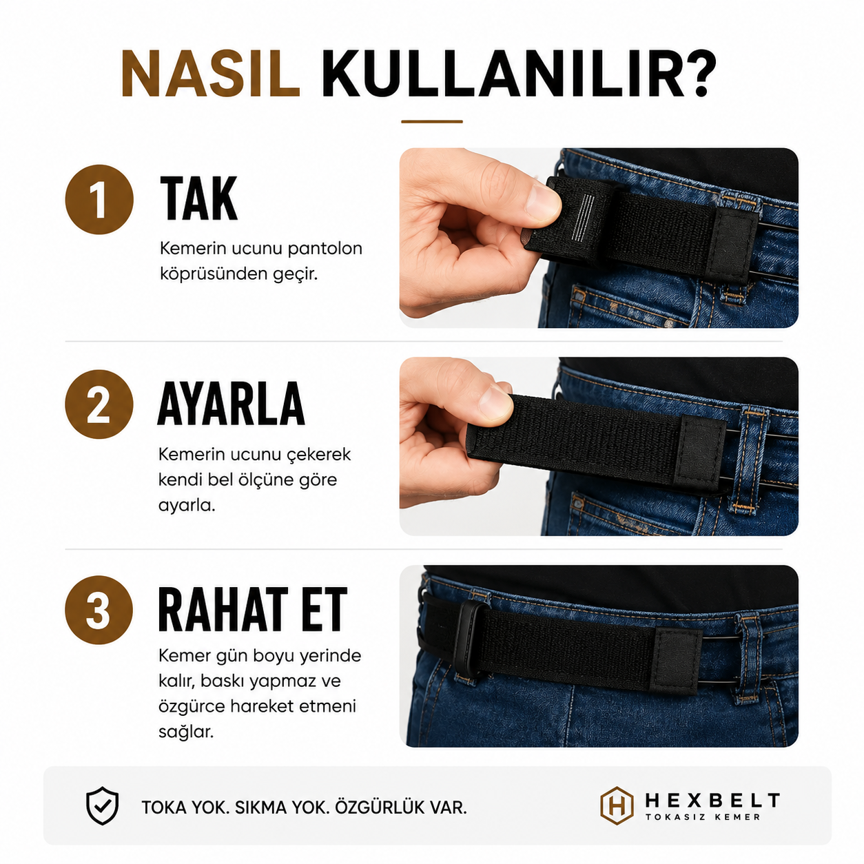 Hexbelt Premium Tokasız Kemer
